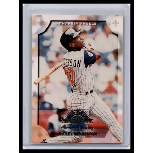 1998 Leaf #34 Rickey Henderson NM-MT Anaheim Angels Baseball Card - Baseball Card Single