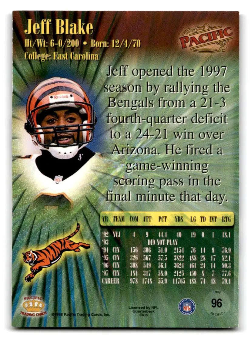1998 Pacific #96 Jeff Blake - Football Card Single