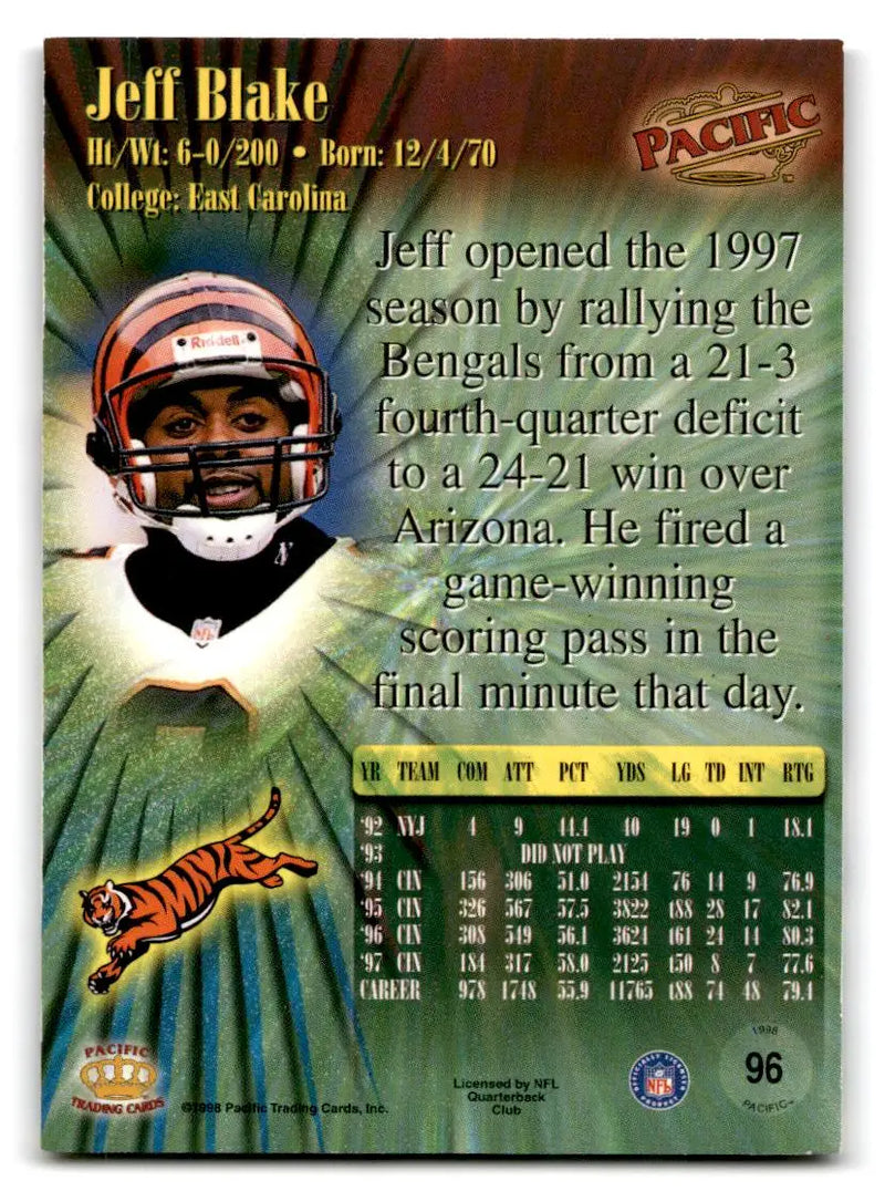 1998 Pacific #96 Jeff Blake - Football Card Single
