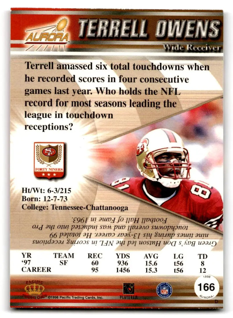 1998 Pacific Aurora #166 Terrell Owens - Football Card Single