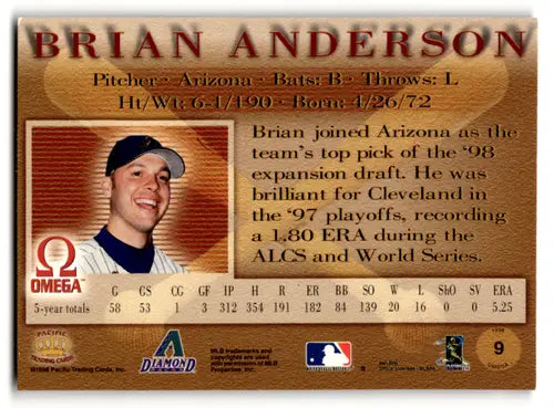 1998 Pacific Omega #9 Brian Anderson NM Near Mint Diamondbacks ID:58839 - Baseball Card Single
