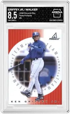 Pinnacle Plus Ken Griffey Jr trading card in protective slab graded 8.5 NM-MT+