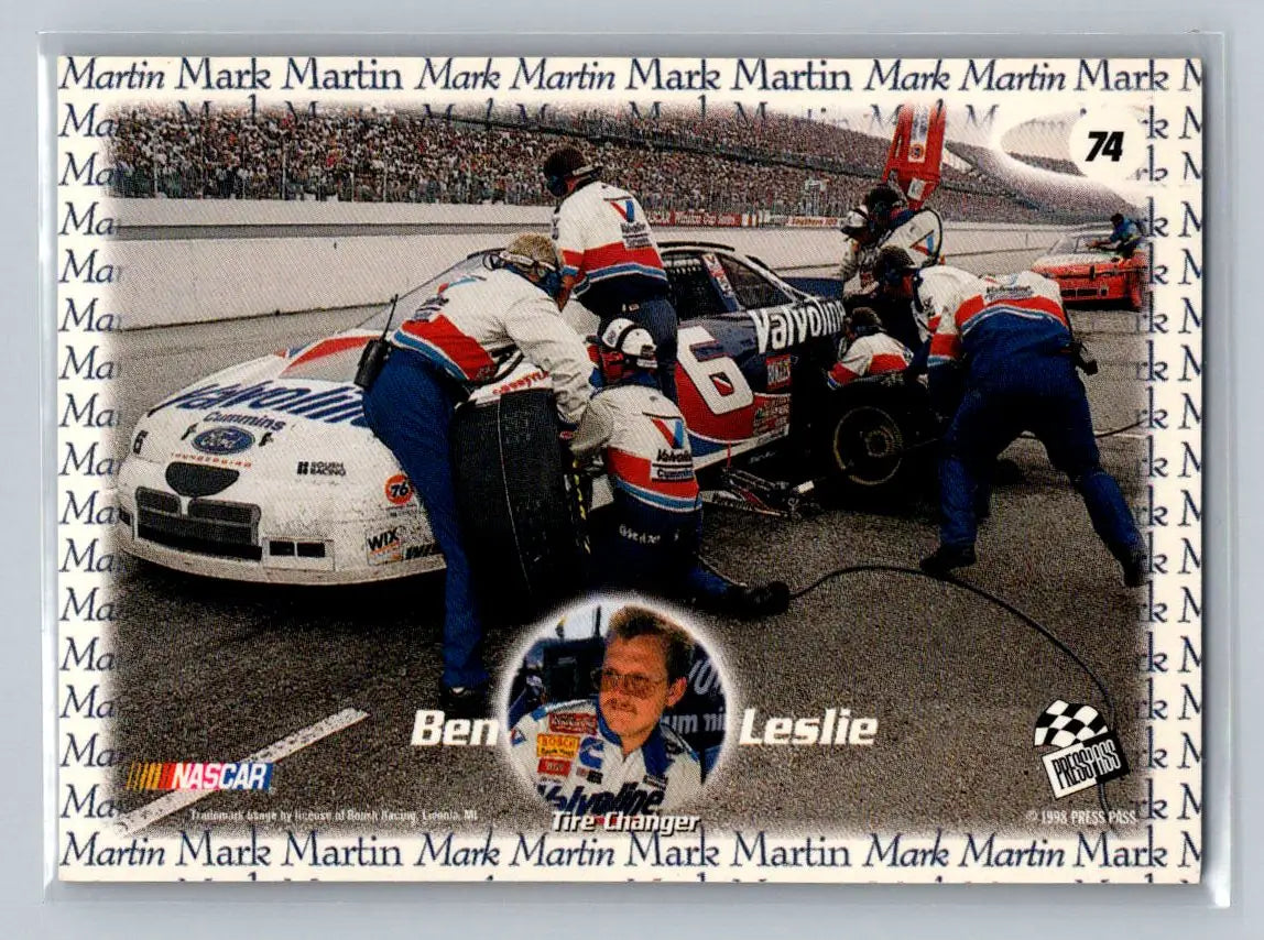 1998 Press Pass #74 Ben Leslie Roush Racing - Racing Card Single