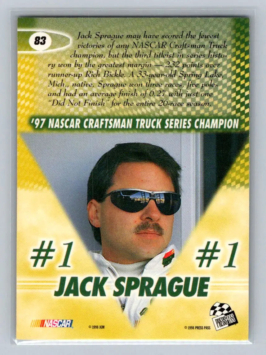 1998 Press Pass #83 Jack Sprague Hendrick Motorsports - Racing Card Single