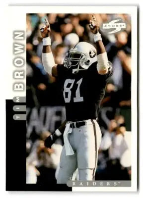 1998 Score Tim Brown trading card featuring 1996 Score football card collectible