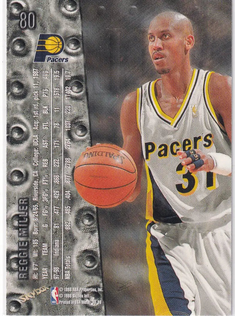 1998 SKYBOX #80 REGGIE MILLER METAL- INDIANA PACERS - Basketball Card Single