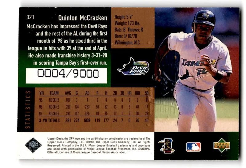 1998 SPx Finite #321 Quinton McCracken #/9000 - Baseball Card Single