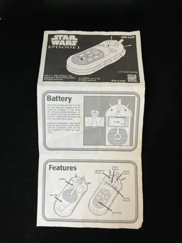 Star Wars Episode I Electronic CommTech Reader instructions manual insert image
