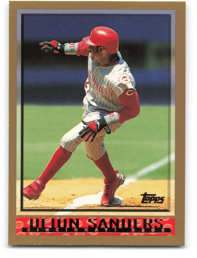 1998 Topps #10 Deion Sanders NM-MT Cincinnati Reds Baseball Card - Baseball Card Single