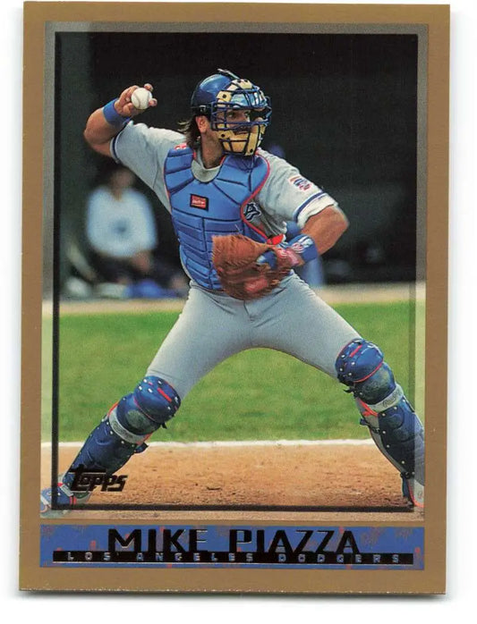 1998 Topps #100 Mike Piazza NM-MT Los Angeles Dodgers Baseball Card - Baseball Card Single
