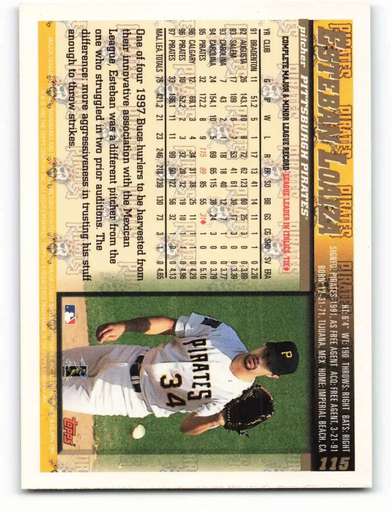 1998 Topps #115 Esteban Loaiza NM-MT Pittsburgh Pirates Baseball Card - Baseball Card Single