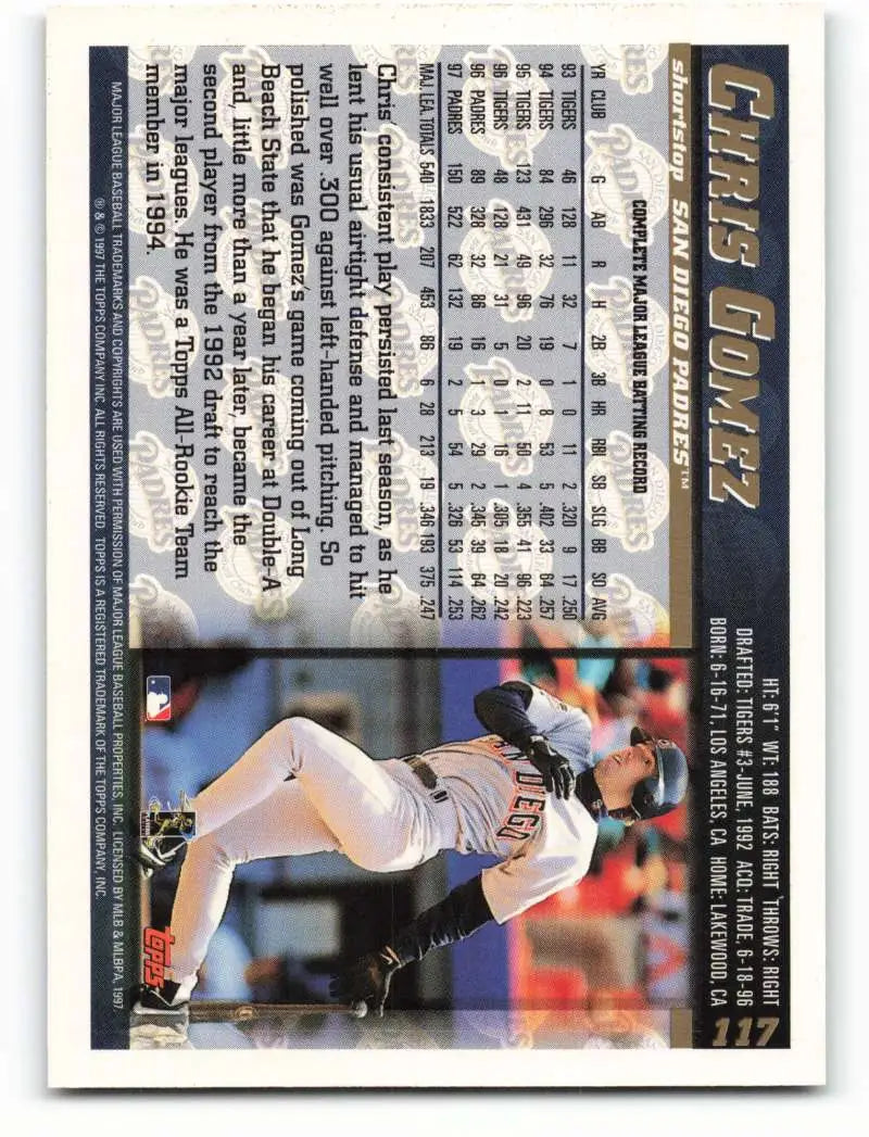 1998 Topps #117 Chris Gomez NM-MT San Diego Padres Baseball Card - Baseball Card Single