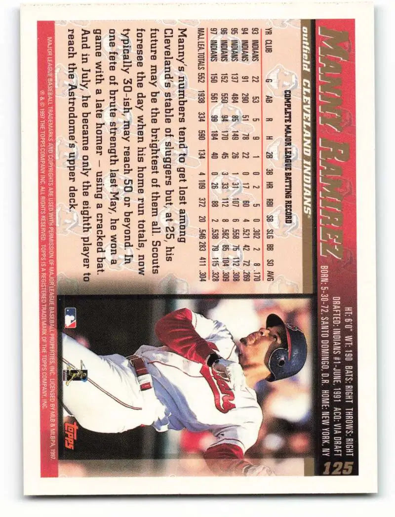 1998 Topps #125 Manny Ramirez NM-MT Cleveland Indians Baseball Card - Baseball Card Single