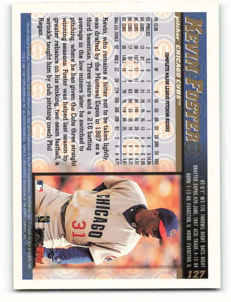1998 Topps #127 Kevin Foster NM-MT Chicago Cubs Baseball Card - Baseball Card Single