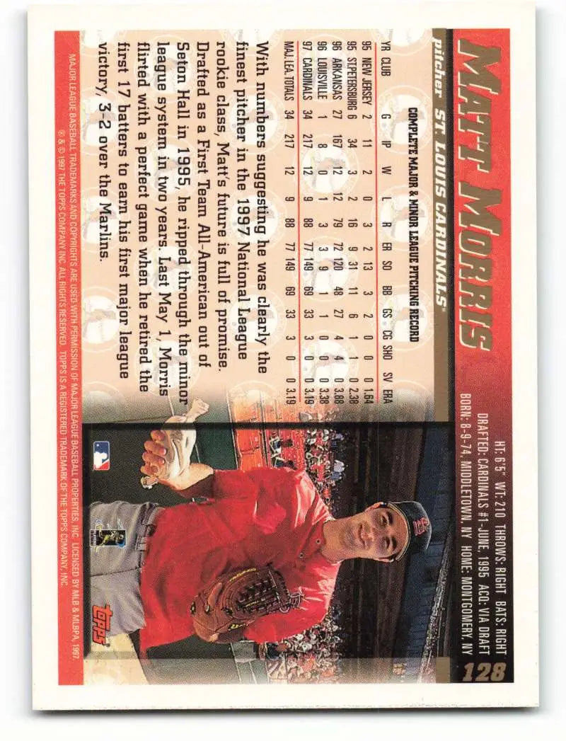 1998 Topps #128 Matt Morris NM-MT St. Louis Cardinals Baseball Card - Baseball Card Single