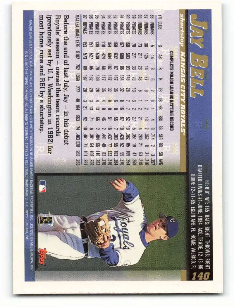 1998 Topps #140 Jay Bell NM-MT Kansas City Royals Baseball Card - Baseball Card Single