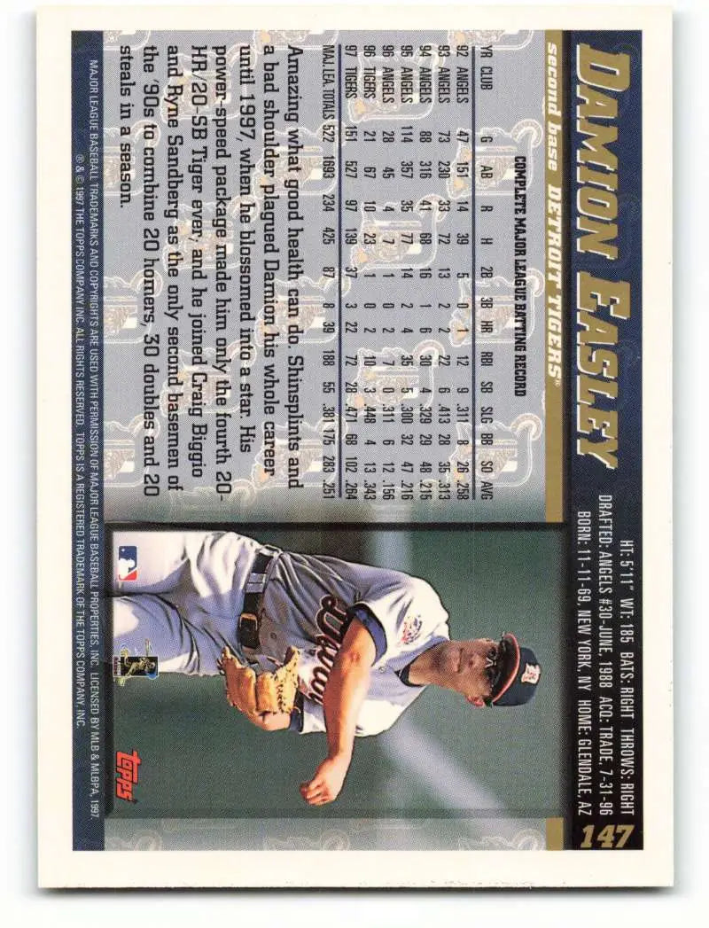 1998 Topps #147 Damion Easley NM-MT Detroit Tigers Baseball Card - Baseball Card Single
