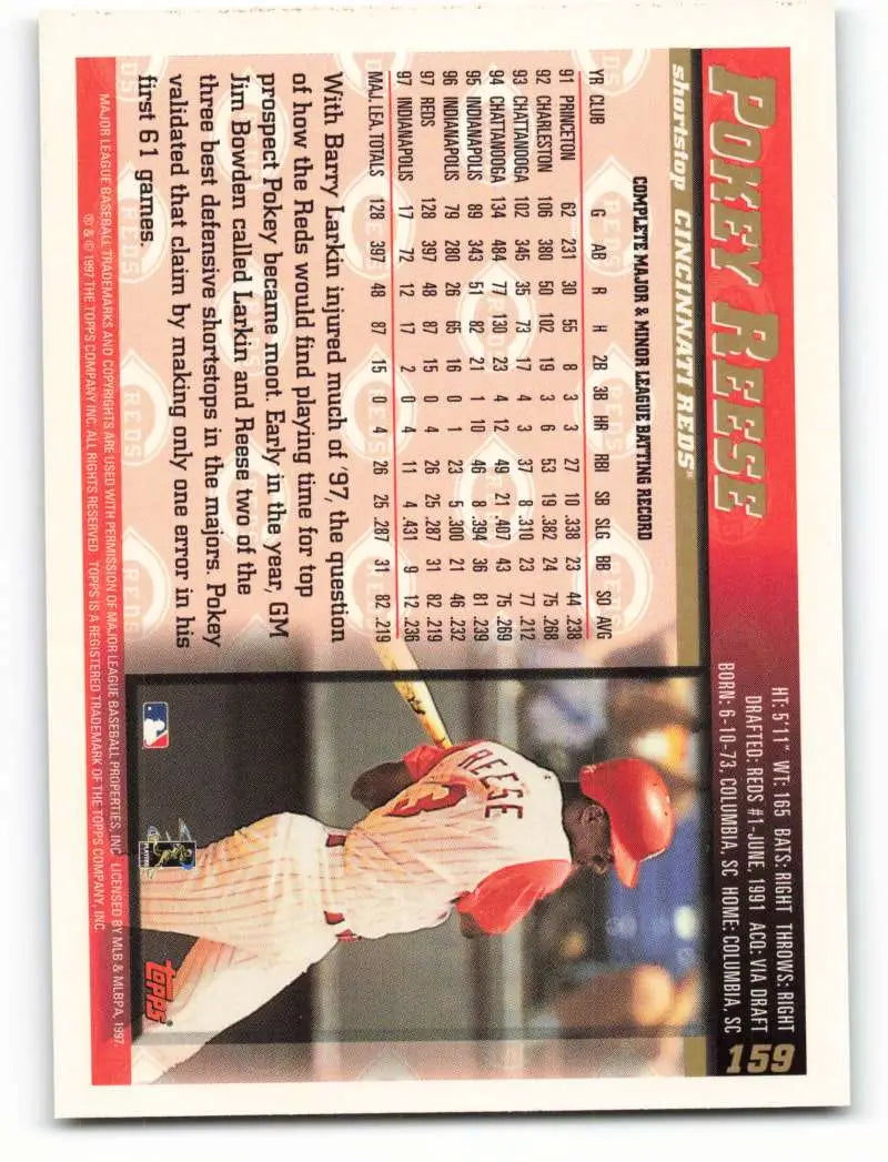 1998 Topps #159 Pokey Reese NM-MT Cincinnati Reds Baseball Card - Baseball Card Single