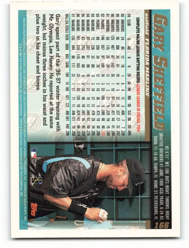 1998 Topps #166 Gary Sheffield NM-MT Florida Marlins Baseball Card - Baseball Card Single