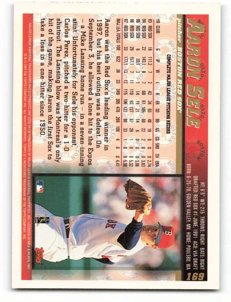 1998 Topps #169 Aaron Sele NM-MT Boston Red Sox Baseball Card - Baseball Card Single