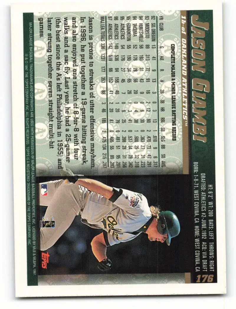 1998 Topps #176 Jason Giambi NM-MT Oakland Athletics Baseball Card - Baseball Card Single