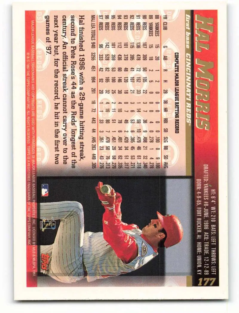 1998 Topps #177 Hal Morris NM-MT Cincinnati Reds Baseball Card - Baseball Card Single