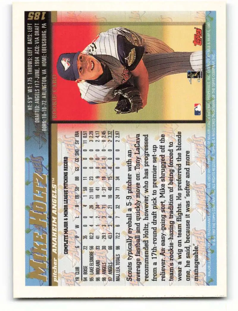 1998 Topps #185 Mike Holtz NM-MT Anaheim Angels Baseball Card - Baseball Card Single