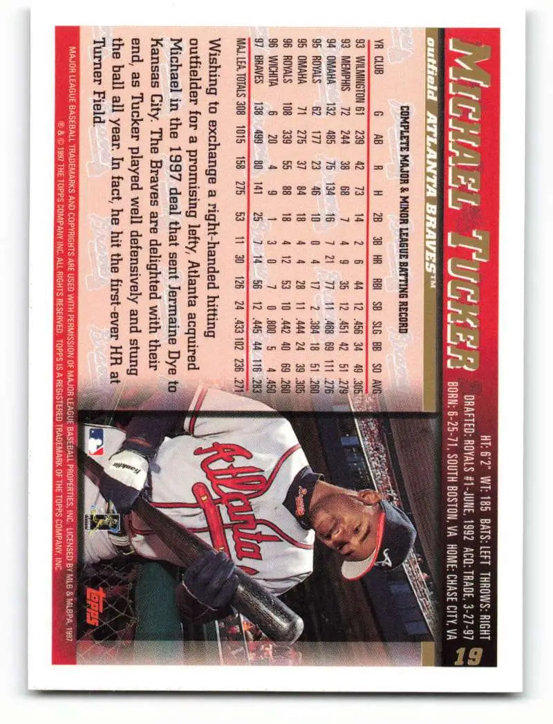 1998 Topps #19 Michael Tucker NM-MT Atlanta Braves Baseball Card - Baseball Card Single