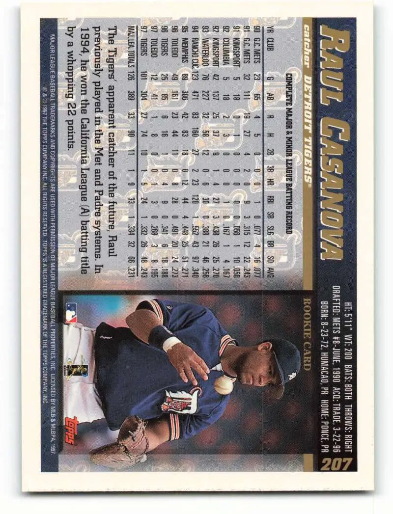 1998 Topps #207 Raul Casanova NM-MT Detroit Tigers Baseball Card - Baseball Card Single