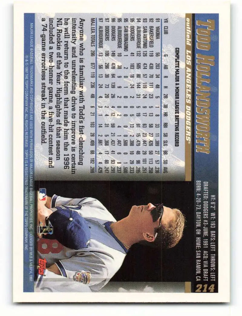 1998 Topps #214 Todd Hollandsworth NM-MT Los Angeles Dodgers Baseball Card - Baseball Card Single