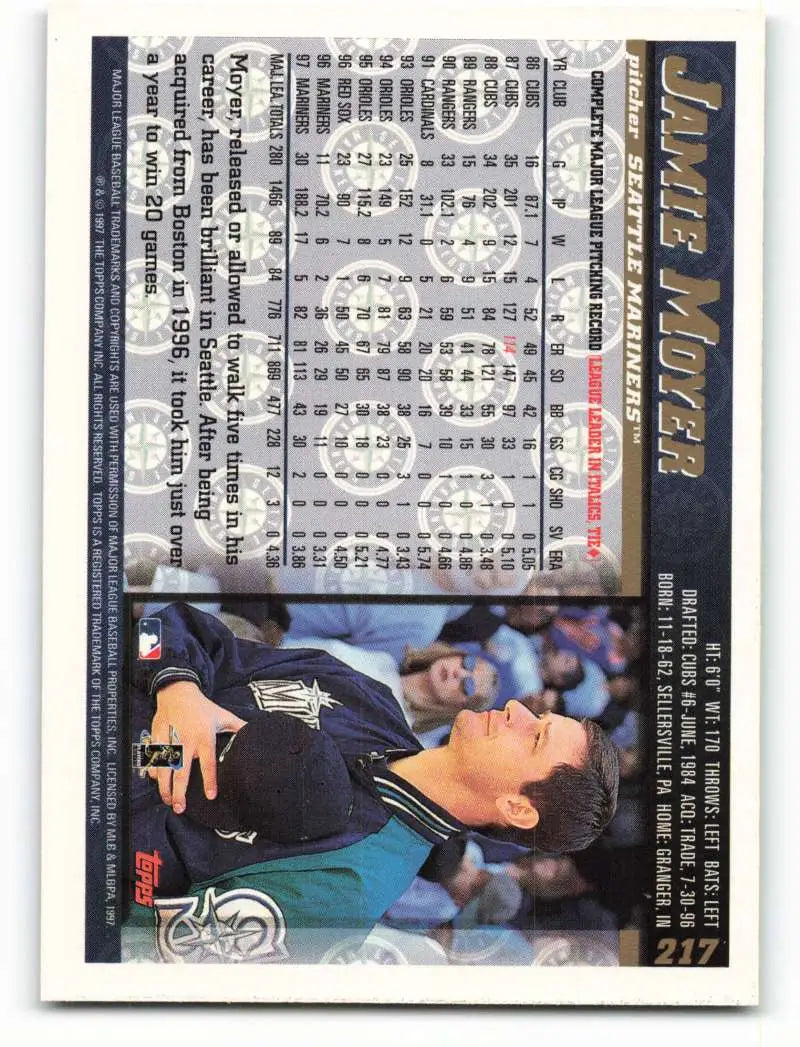 1998 Topps #217 Jamie Moyer NM-MT Seattle Mariners Baseball Card - Baseball Card Single