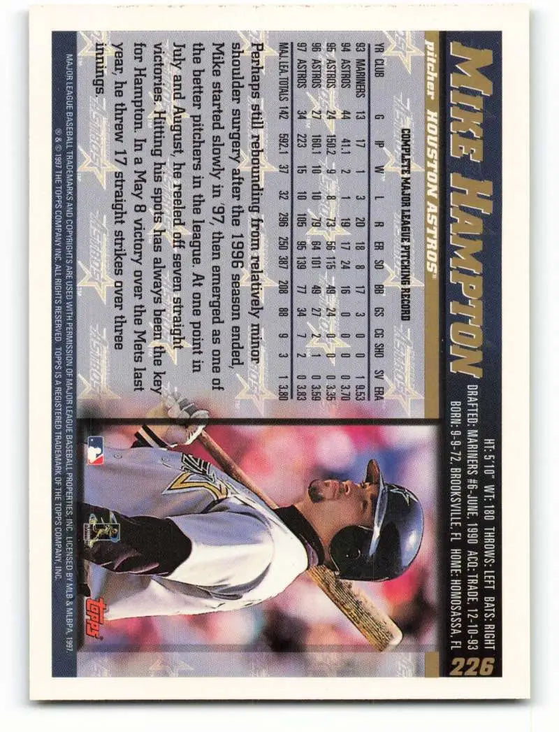 1998 Topps #226 Mike Hampton NM-MT Houston Astros Baseball Card - Baseball Card Single