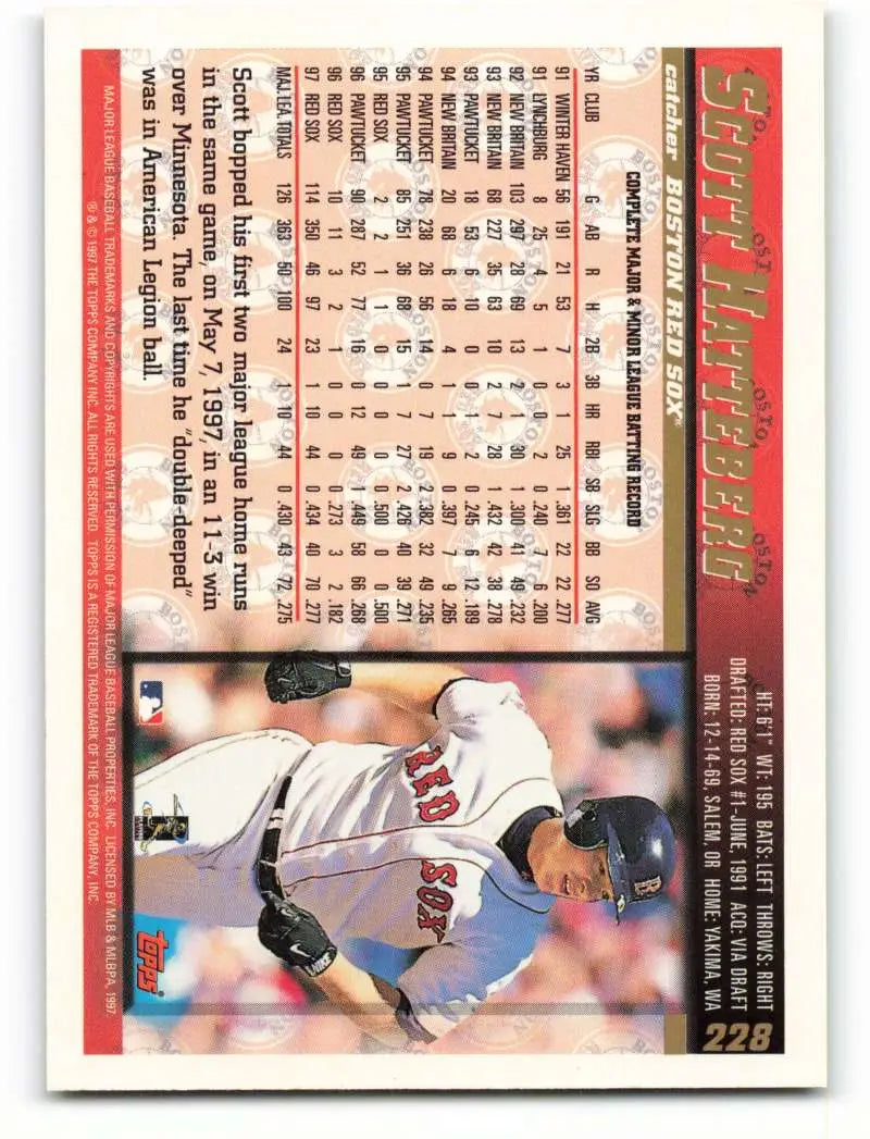 1998 Topps #228 Scott Hatteberg NM-MT Boston Red Sox Baseball Card - Baseball Card Single