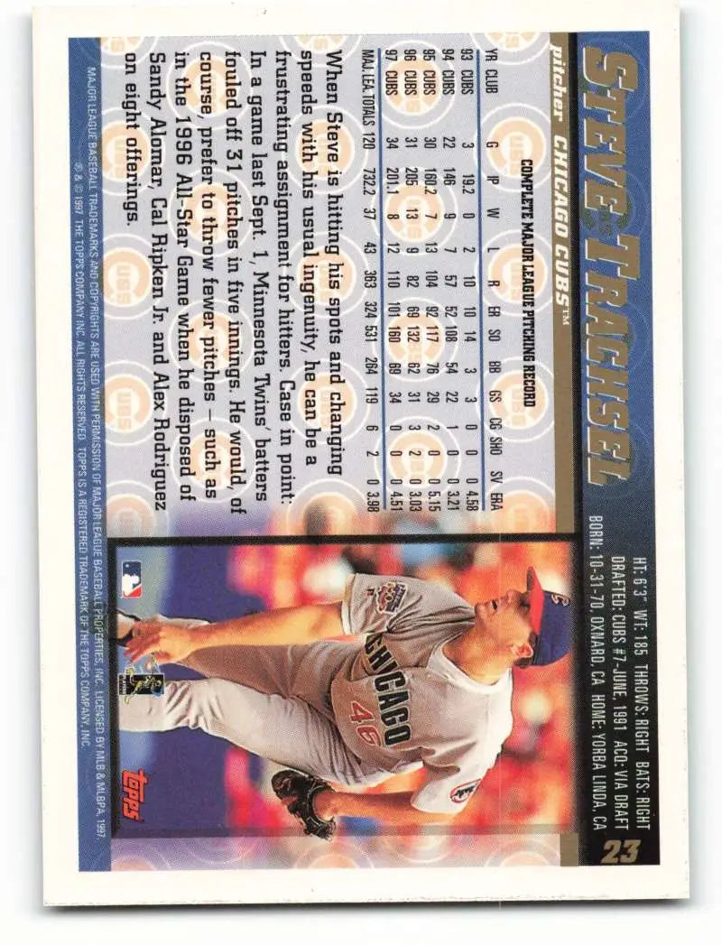1998 Topps #23 Steve Trachsel NM-MT Chicago Cubs Baseball Card - Baseball Card Single
