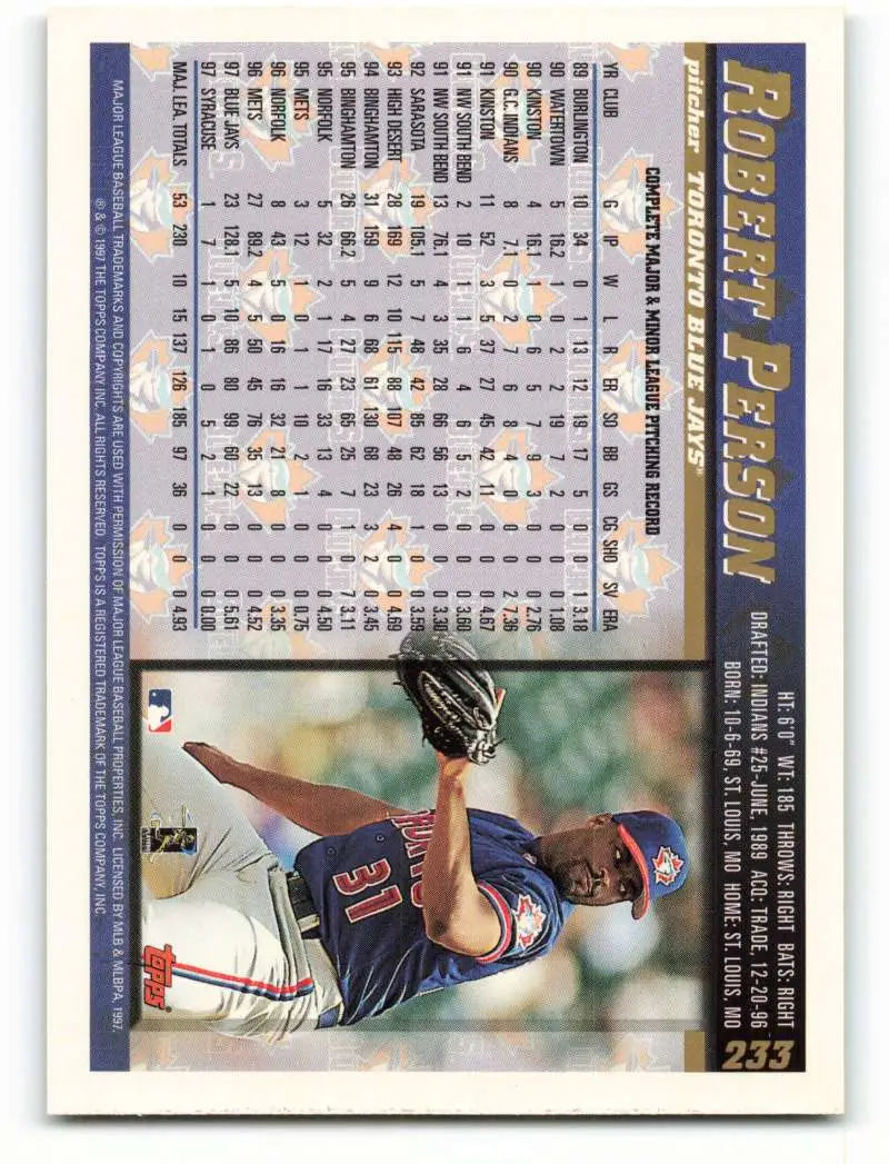 1998 Topps #233 Robert Person NM-MT Toronto Blue Jays Baseball Card - Baseball Card Single