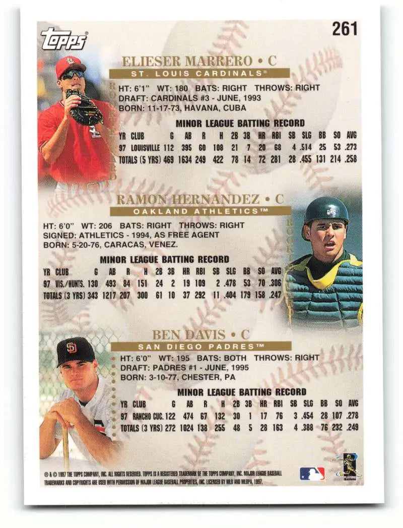 1998 Topps #261 Ramon Hernandez/Ben Davis/Eli Marrero NM-MT St. Louis Cardinals/Oakland Athletics/San Diego Padres