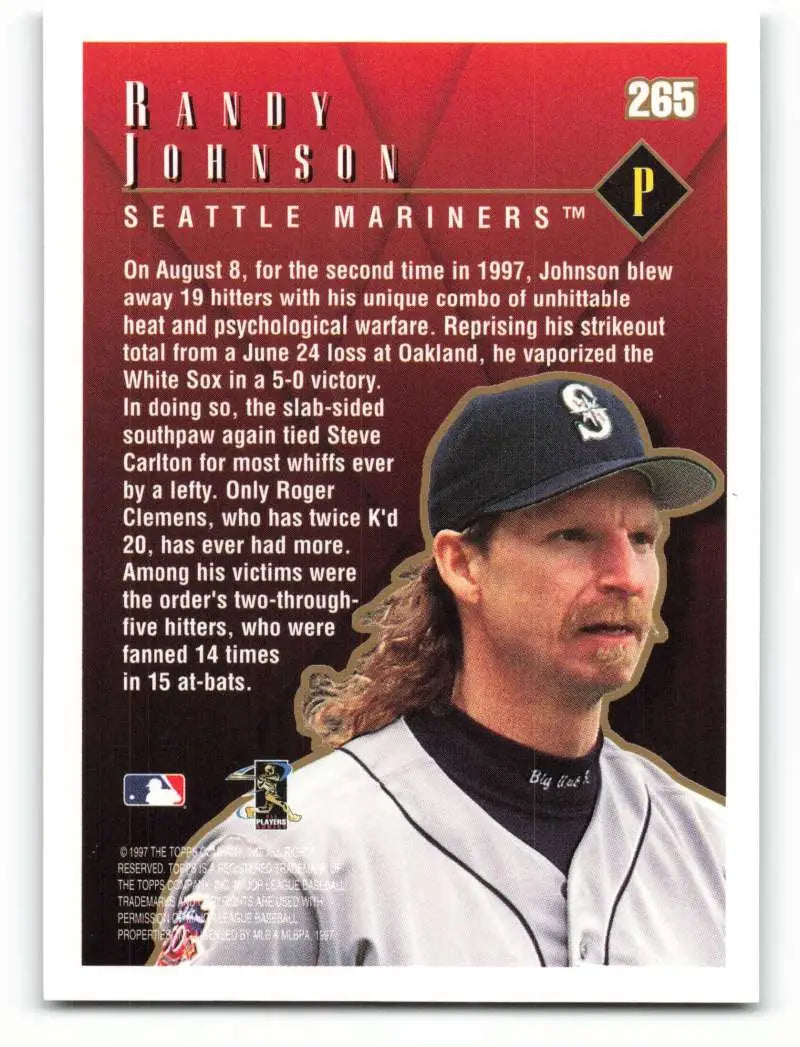 1998 Topps #265 Randy Johnson NM-MT Seattle Mariners Baseball Card - Baseball Card Single