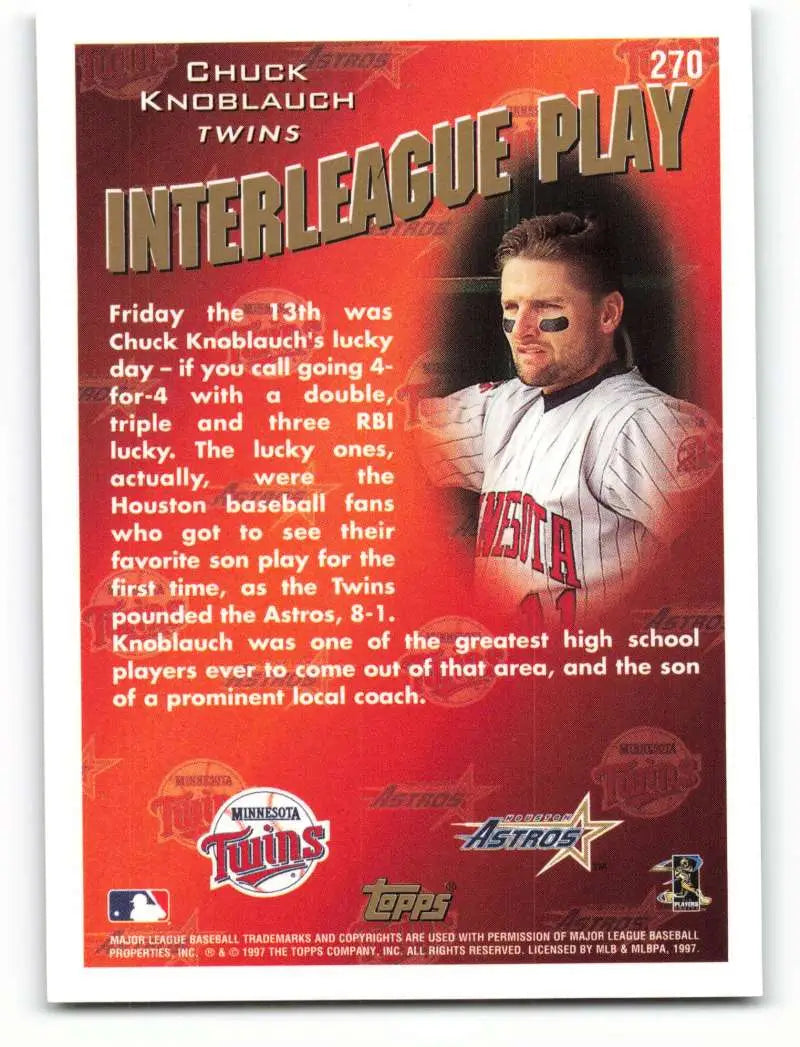 1998 Topps #270 Chuck Knoblauch NM-MT Minnesota Twins Baseball Card - Baseball Card Single