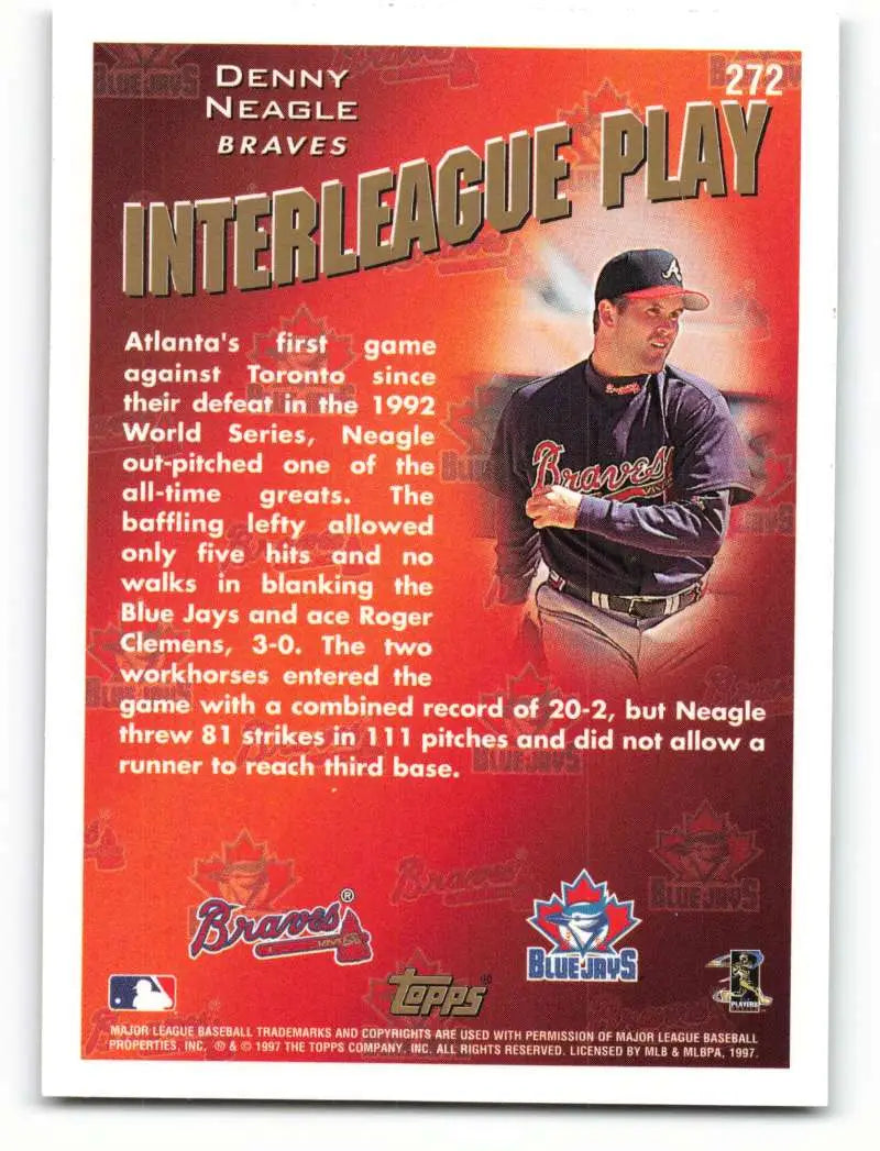 1998 Topps #272 Denny Neagle NM-MT Atlanta Braves Baseball Card - Baseball Card Single