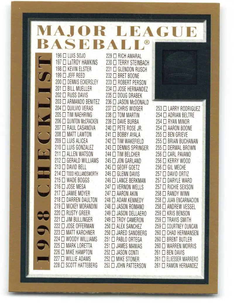 1998 Topps #276 Checklist 196-283/Inserts NM-MT Baseball Card - Baseball Card Single