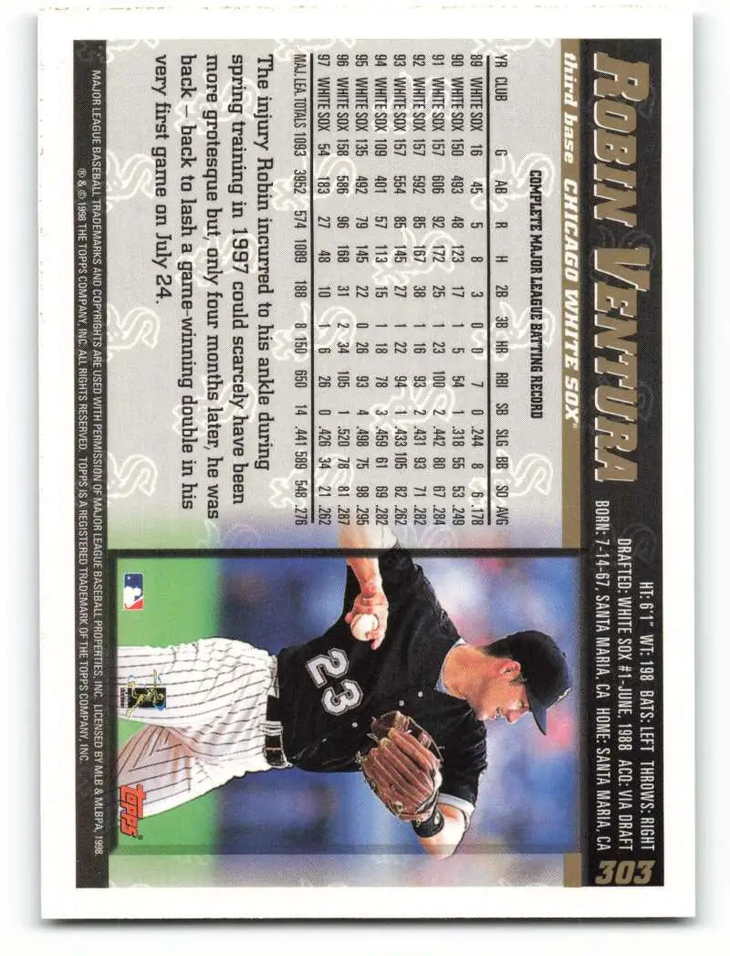 1998 Topps #303 Robin Ventura NM-MT Chicago White Sox Baseball Card - Baseball Card Single