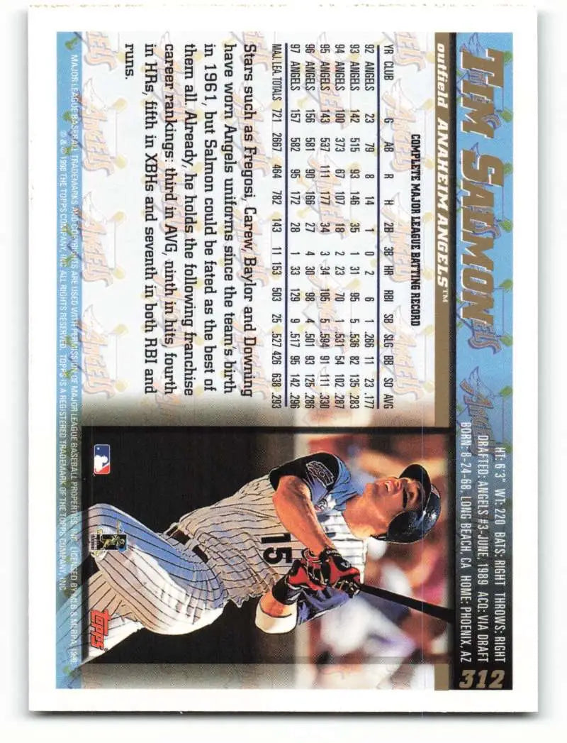 1998 Topps #312 Tim Salmon NM-MT Anaheim Angels Baseball Card - Baseball Card Single