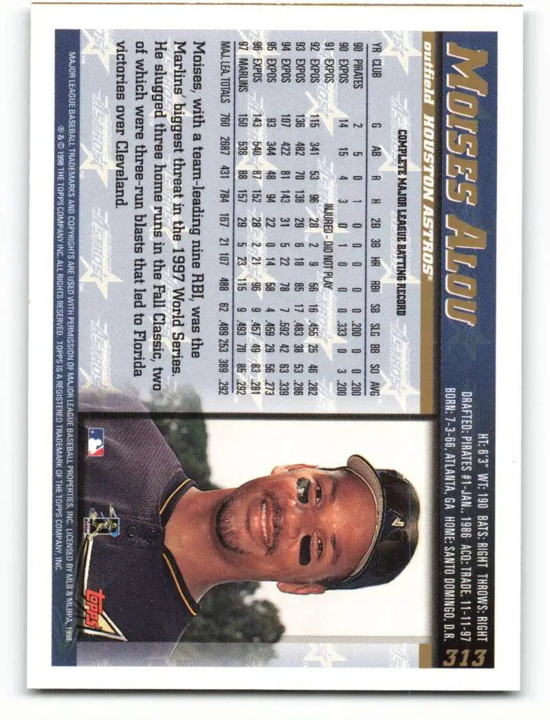 1998 Topps #313 Moises Alou NM-MT Houston Astros Baseball Card - Baseball Card Single