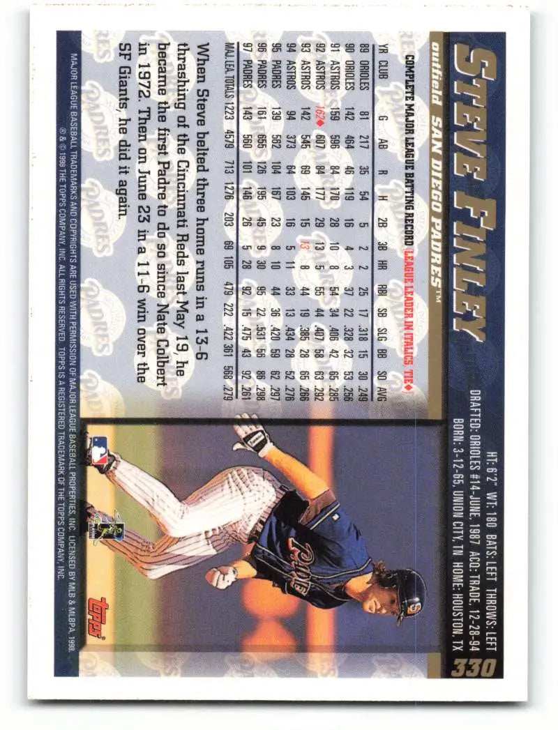 1998 Topps #330 Steve Finley NM-MT San Diego Padres Baseball Card - Baseball Card Single