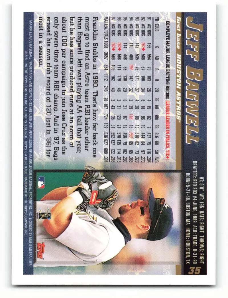 1998 Topps #35 Jeff Bagwell NM-MT Houston Astros Baseball Card - Baseball Card Single