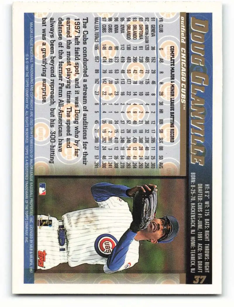 1998 Topps #37 Doug Glanville NM-MT Chicago Cubs Baseball Card - Baseball Card Single