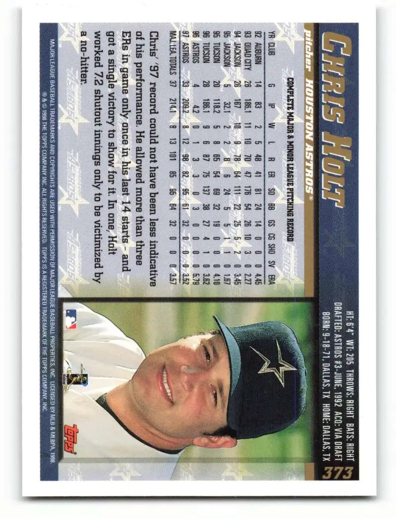 1998 Topps #373 Chris Holt NM-MT Houston Astros Baseball Card - Baseball Card Single