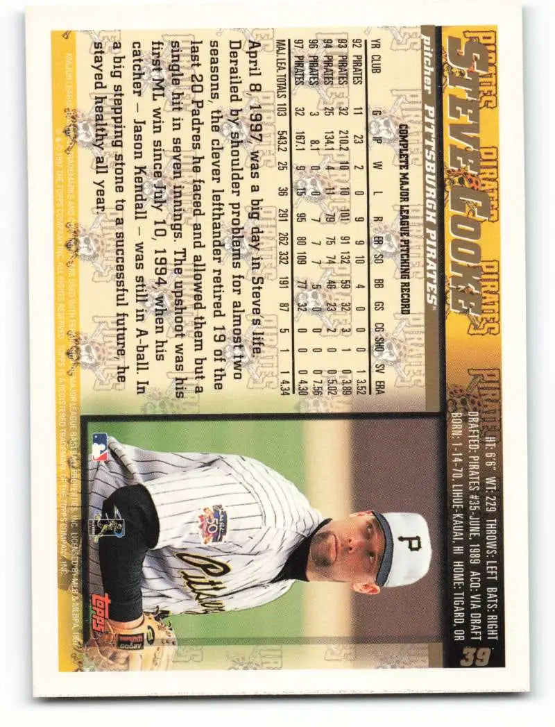 1998 Topps #39 Steve Cooke NM-MT Pittsburgh Pirates Baseball Card - Baseball Card Single