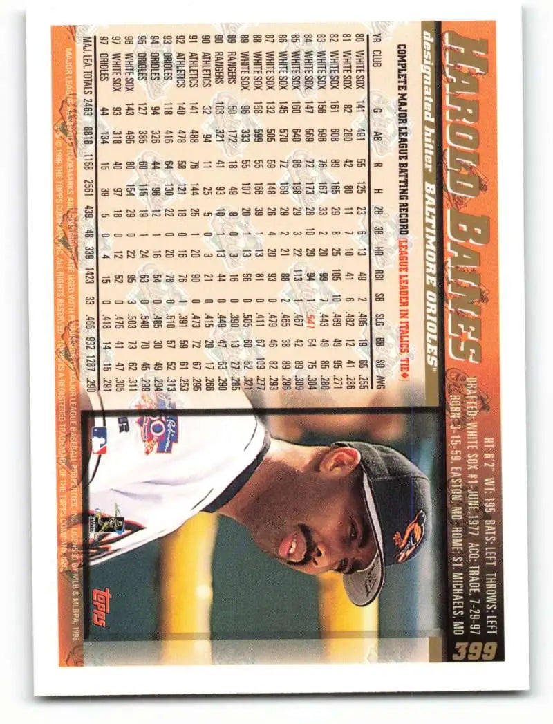 1998 Topps #399 Harold Baines NM-MT Baltimore Orioles Baseball Card - Baseball Card Single