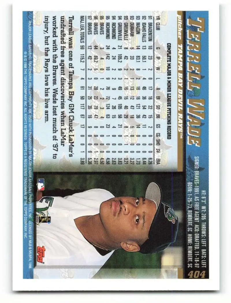 1998 Topps #404 Terrell Wade NM-MT Tampa Bay Devil Rays Baseball Card - Baseball Card Single